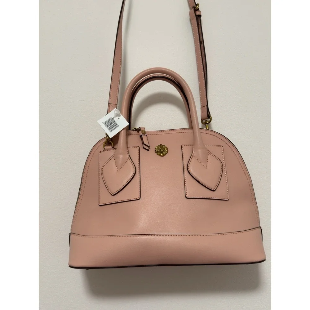 anne klein blush pink satchel handbag Gold Hardware Detachable Crossbody Strap